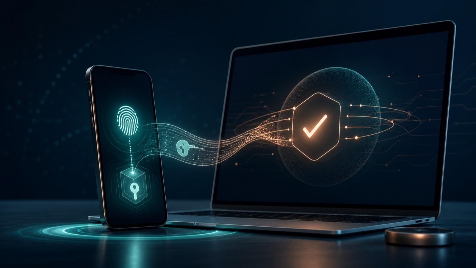 Cómo funciona una passkey entre un móvil y un ordenador mediante claves criptográficas