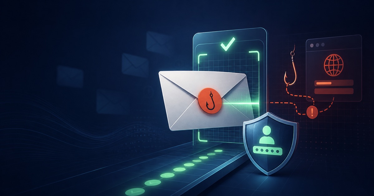 Correo electrónico inspeccionado para revelar un anzuelo de phishing y proteger las credenciales.