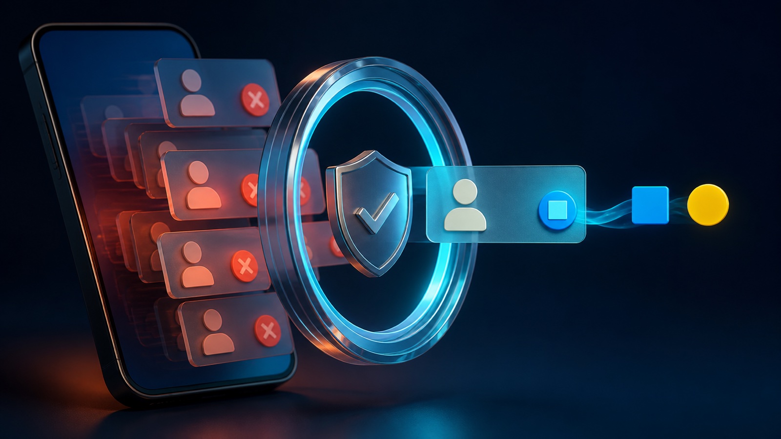 Teléfono con solicitudes rechazadas ante un control de verificación que permite únicamente una petición confiable.